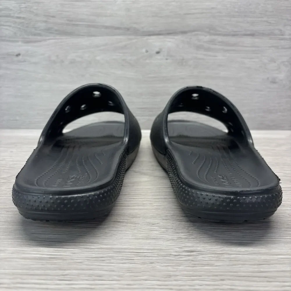 Crocs Iconic Comfort Classic Slides Slip On Black Unisex Men's 8 Women’s 10